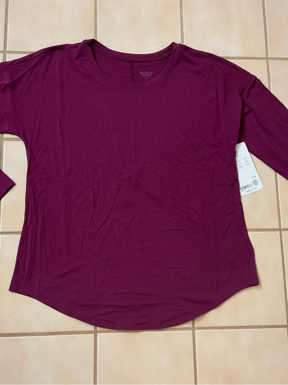 Athleta Move With Ease Long Sleeve Top Sz S NWT! Plum
